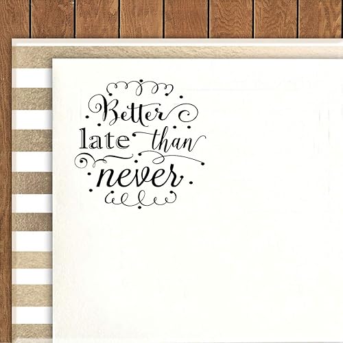 Miniatura 2 de Printtoo Ronda mejor tarde que nunca texto auto entintado sello de goma boda invitación sello regalo idea