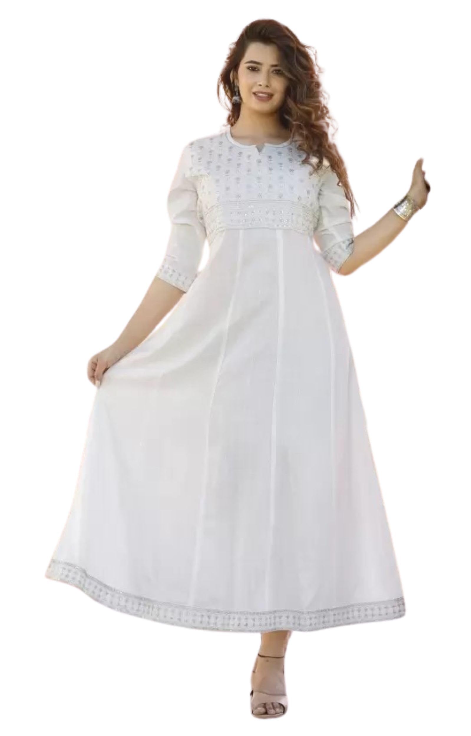 Radhika Fashion Embroidery Anarkali White