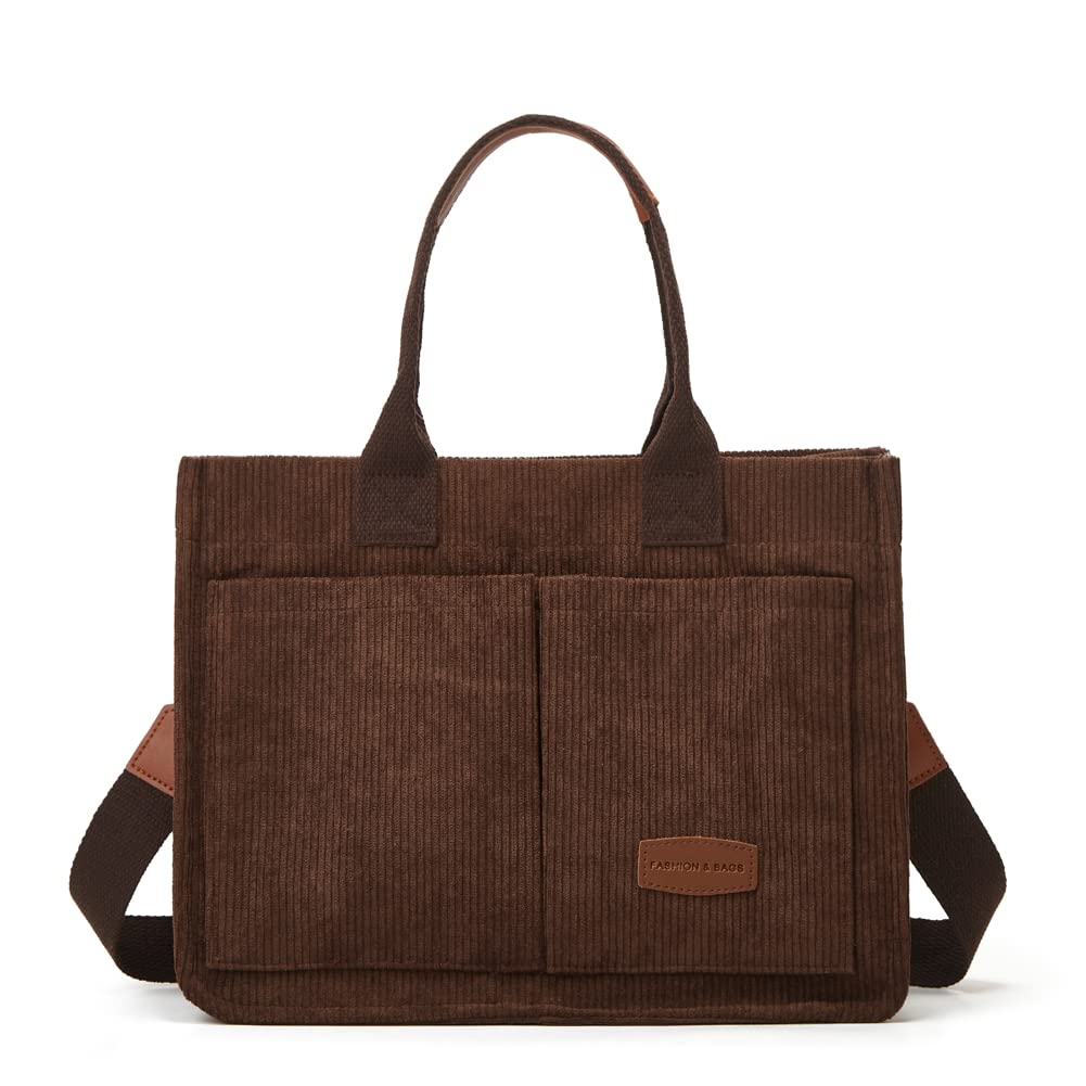 TellrainTote Bag for Women Fashion Corduroy Handbags Casual Hobo Messenger Bag Canvas Shoulder Bag with Multi-pocket
