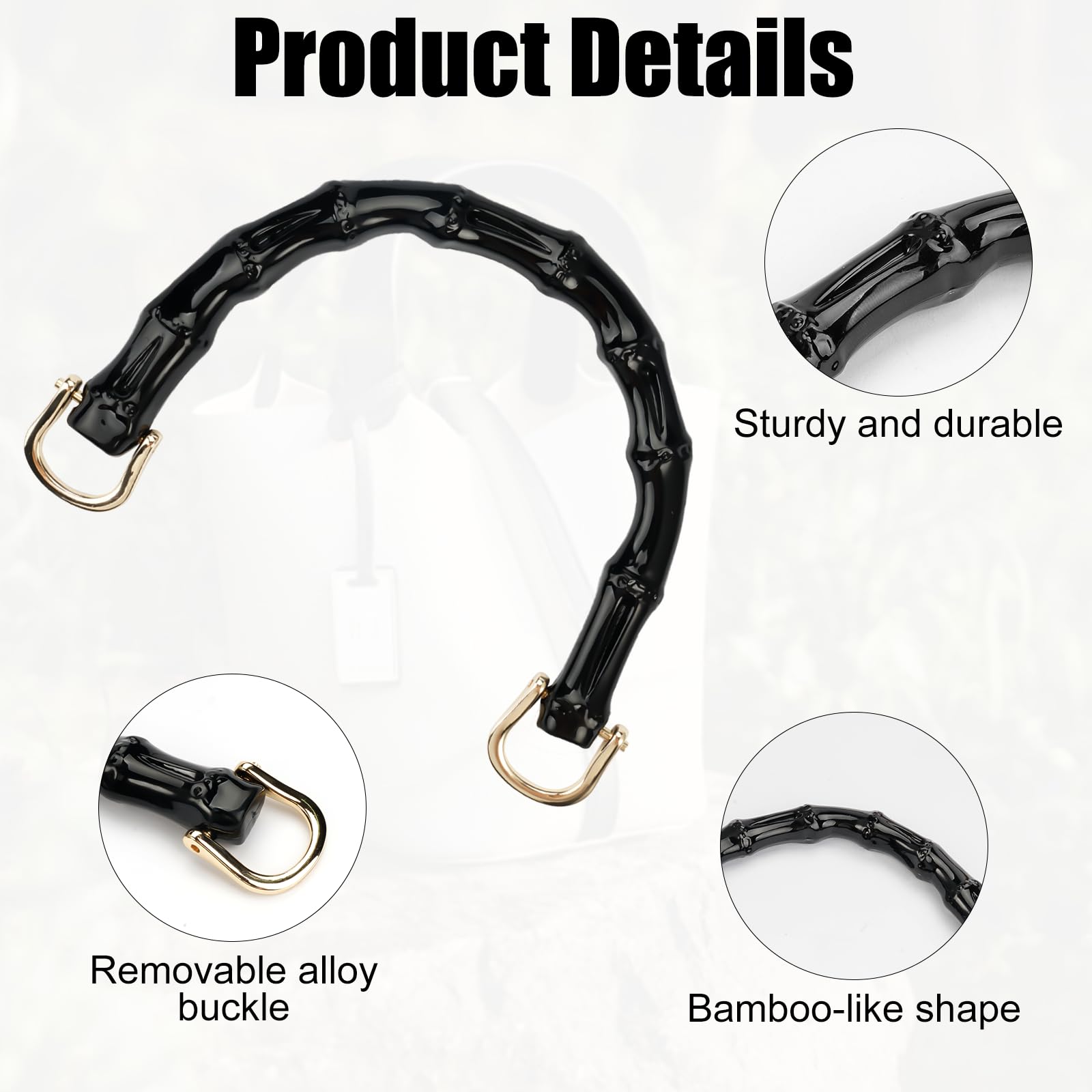 Armastuse 4er Set Taschenhenkel Bambus-Optik - Griffe Für Häkeltaschen & DIY Projekte