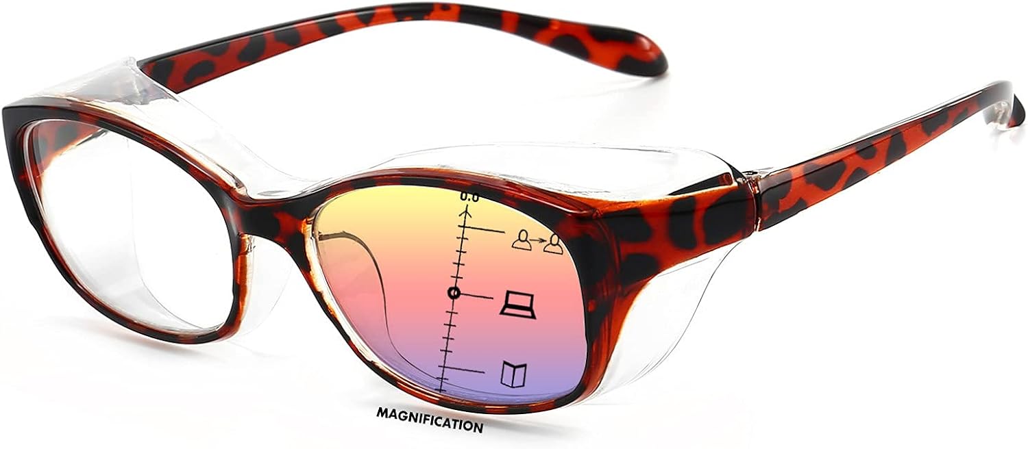 Dollger Safety Glasses with Readers 1.5 2.0 1.0 Progressive Multifocus Anti Fog and Blue Light Blocking Reading Glasses