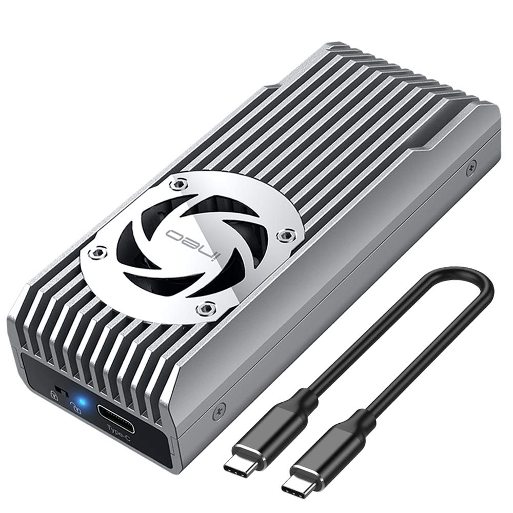 ineo M.2 NVMe 20G USB3.2 Gen2 X 2 Type-C to NVMe PCI-E M-Key SSD Enclosure Built-in Cooling Fan [C2598-NVMe 20Gbps]