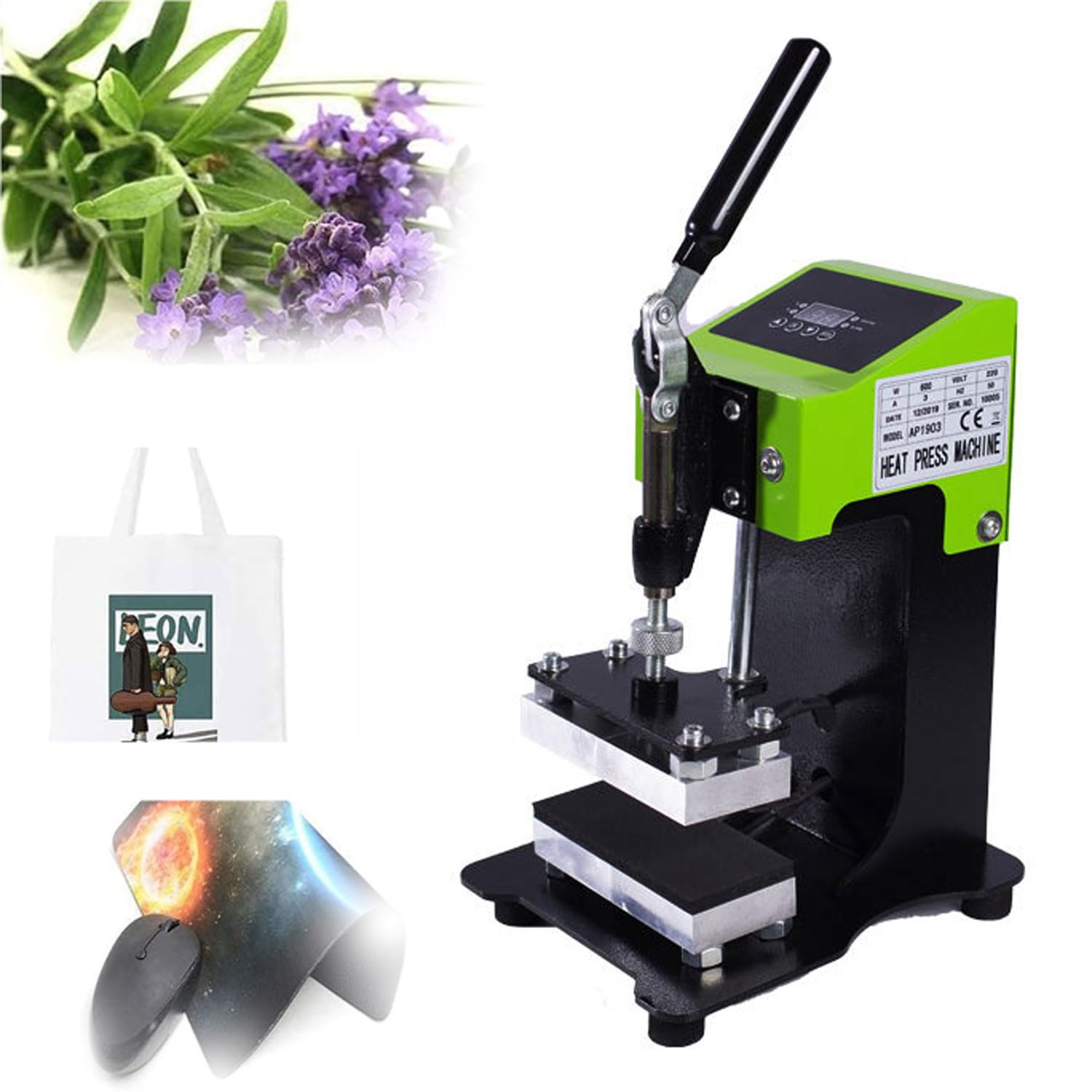Pressa termica Smart Touch Screen, piccola pressa riscaldante fronte-retro, controlli digitali di precisione, con display LCD digitale e controllo della temperatura 0-250°C, perfetta per la casa