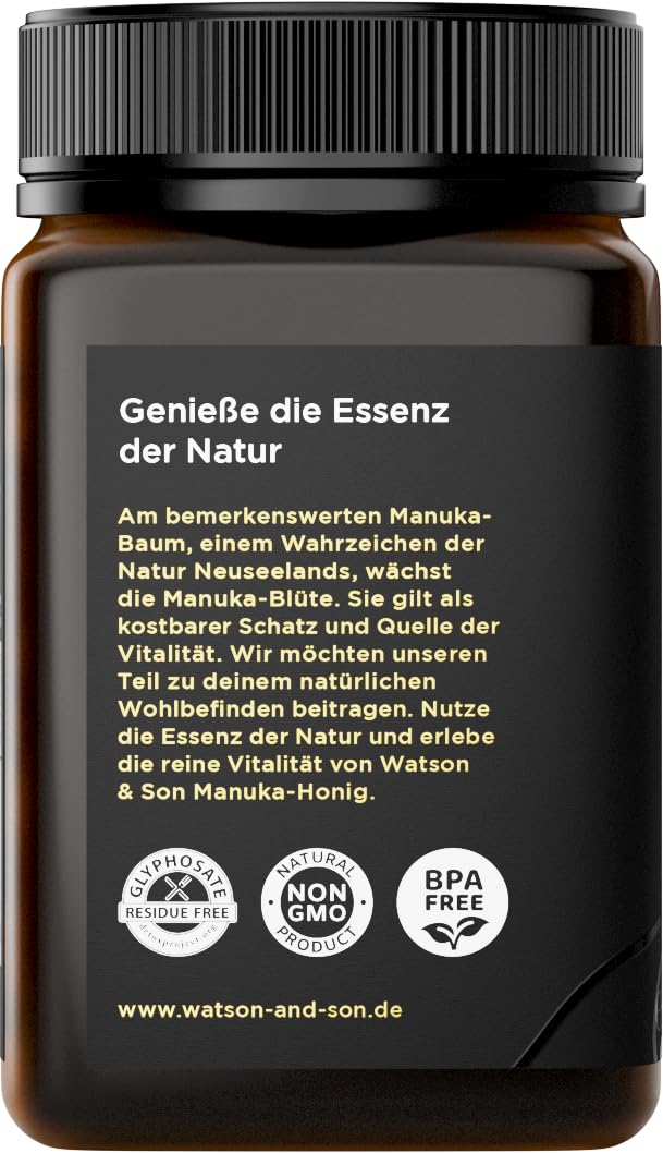 Watson & Son Manuka Honig MGO 600+ 500g | Premium Qualität aus Neuseeland