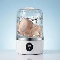 Máquina de lavar roupa íntima, mini lavadora portátil sem BPA para meias, roupas de bebê, copo pequeno sem fio para viagens, dormitório, apartamento, trailer, acampamento, crianças (branco pérola)