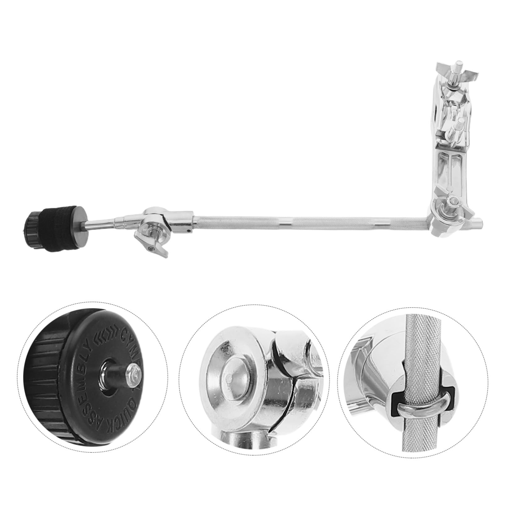 BESTonZON Stojak na perkusję Stacker Boom Mount Cymbal akcesoria perkusyjne ramię statywu do talerzy stojak na talerze typu boom Uchwyt pręta L-ramię Metal Srebrny