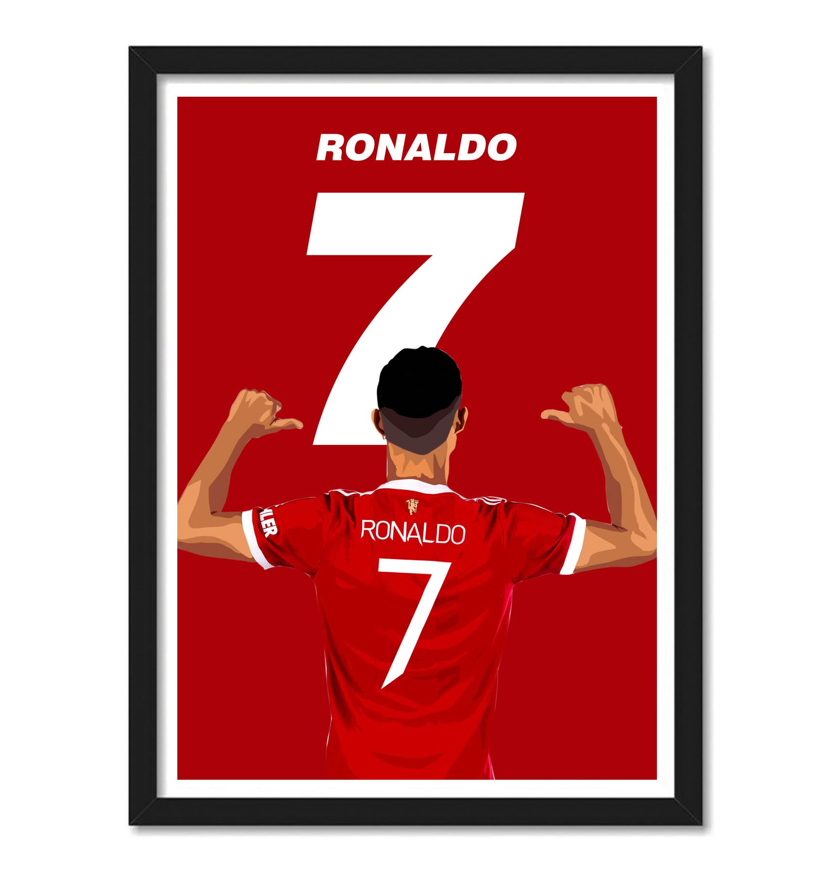 Good Hope Cristiano Ronaldo man utd CR7 Framed Poster 10x13 Inch Soccer Football Player Frame Posters, Footballers Motivational Photo frames for wall Decor Fans, Gift Sports room decoration jersey man utd for living room bedroom home office hostel boys