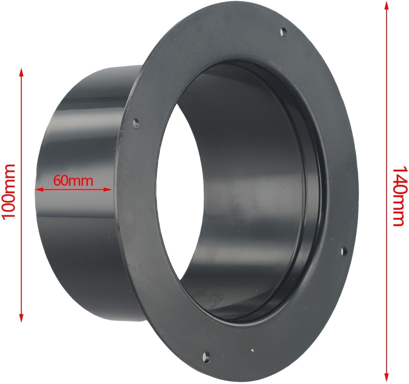 ABS Wall Flange Connector for Ventilation Pipe Air Ducting, Round Exhaust Fan Fitting for Home Kitchen Bathroom HVAC System, High Strength Low Resistance, Black (100mm/125mm/150mm)(100mm)