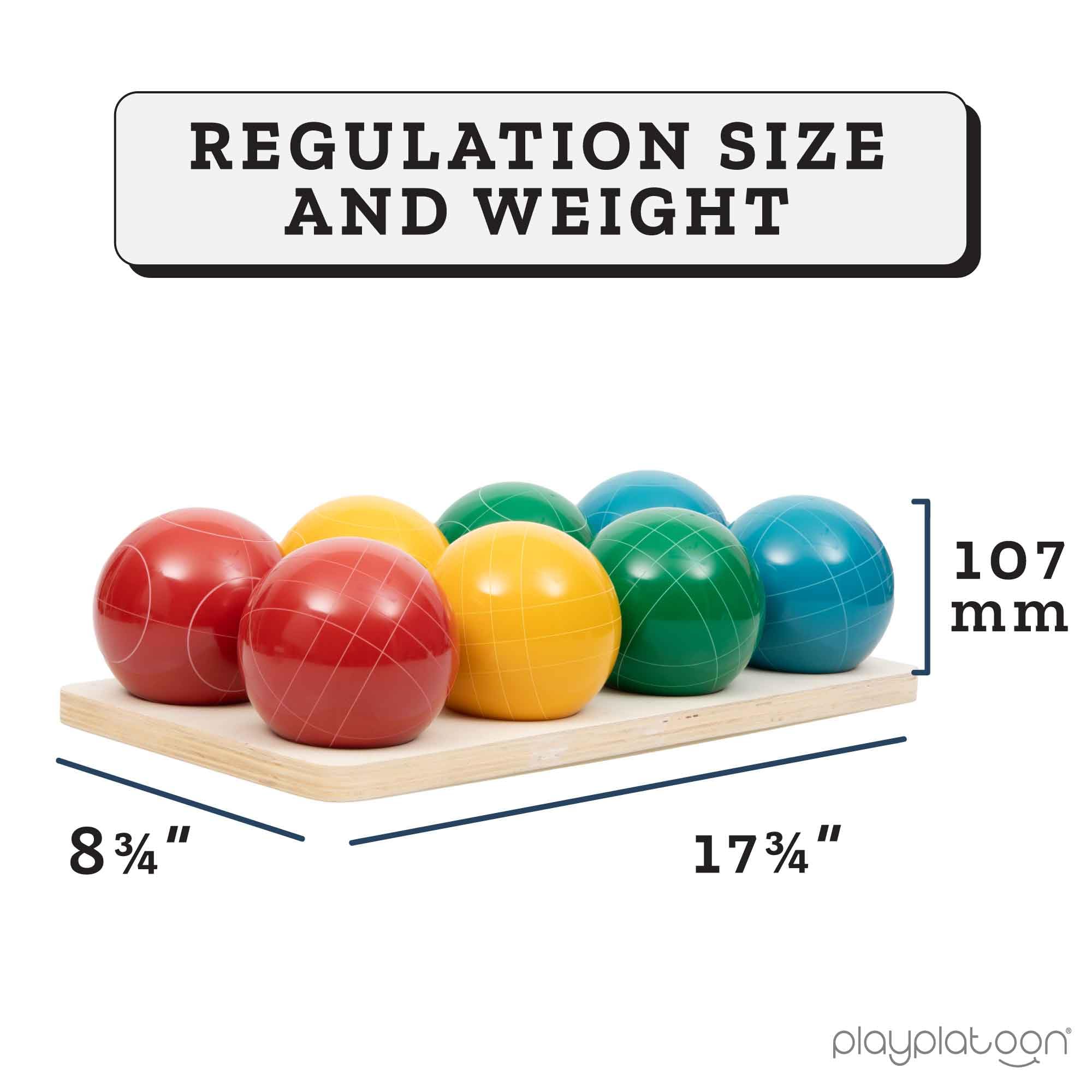 Play Platoon Bocce Ball Set Regulation Size Game Sets 107mm with 8 Hard