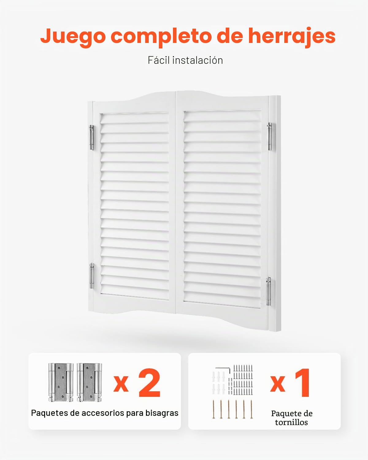 VEVOR Puertas Batientes para Cafetería, Puerta Interior con Arco Superior de Doble Acción 900 x 28 x 900 mm de Madera de Pino con Bisagras y Herrajes para Pasillo, Cocina, Bar, Color Blanco