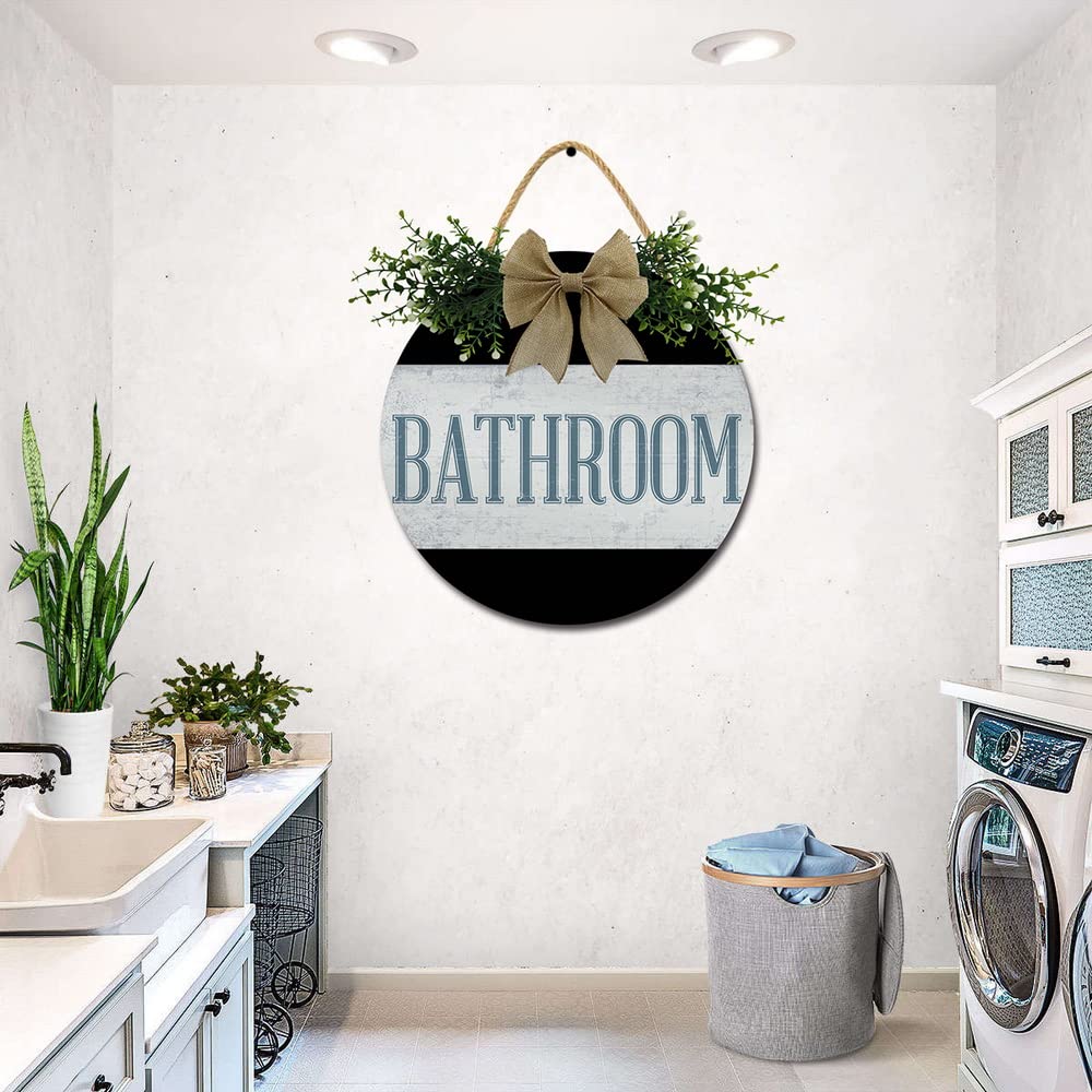 Set Di 2 Decorazioni Da Parete Per Bagno In Legno - Quadretti Astratti Marrone E Grigio, Stile Rustico, 30,5x15,2 Cm