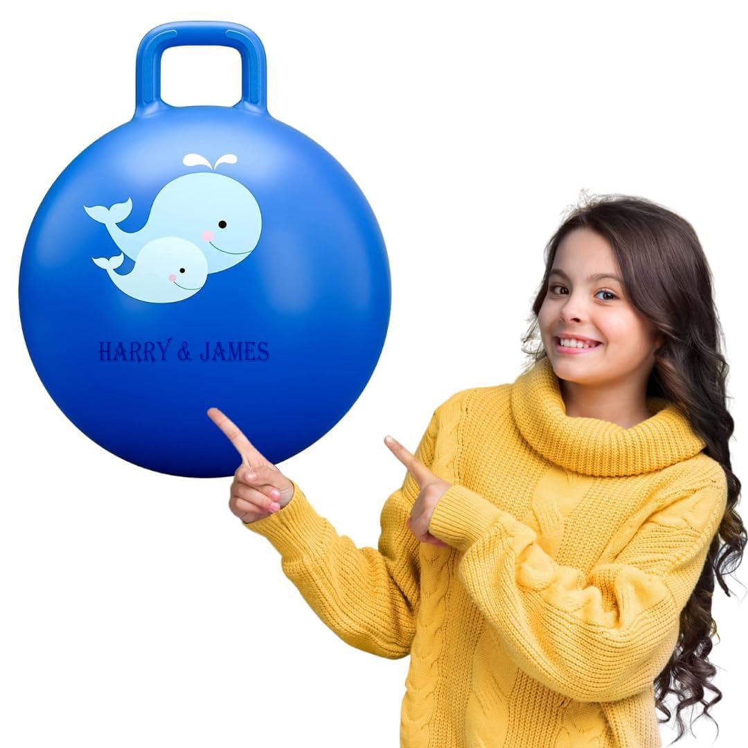 HARRY & JAMES® Sit and Bounce Rubber Hop Ball with Handle Jumping & Bouncing Ball Toys Indoor & Outdoor Kids Exercise Gym Sport Hop Ball for Kids,Boys,Girls,Adults (Big Size 56Cm/22Inch,Multicolour) 2
