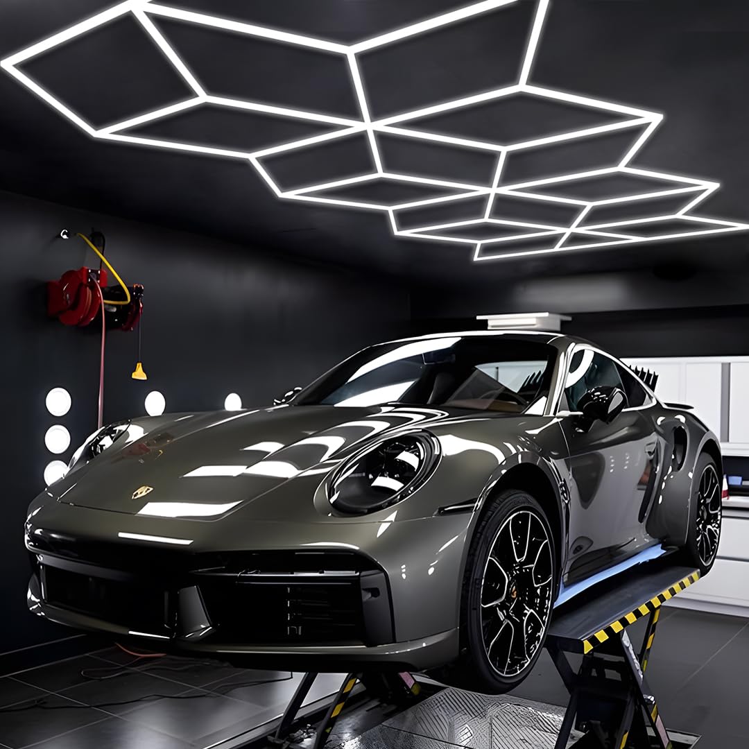 illuminazione lampada LED 3D moderna esagonale NIDO D'APE rombo stella oper officina ,barber shop negozio car detailing palestre soffitto parete salone auto parrucchiere auto Lucidatura