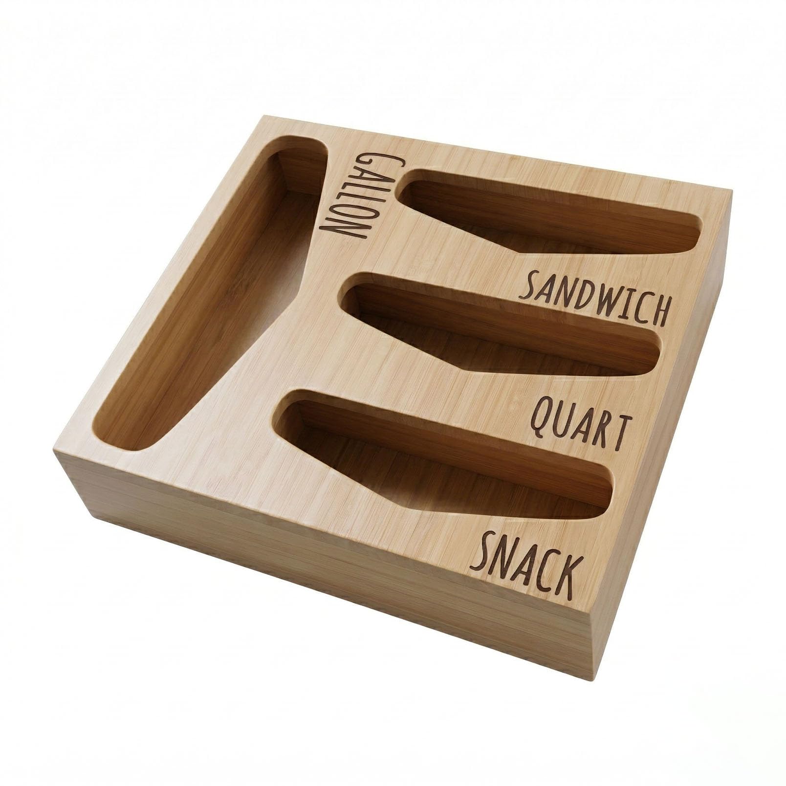 Photo 1 of ***Cracked side***Losvio Bag Storage Organizer for Kitchen Drawer, Wooden Farmhouse Style Bags Organizer, Compatible with Gallon, Quart, Sandwich and Snack Variety Size Bag (Natural Wood Color)