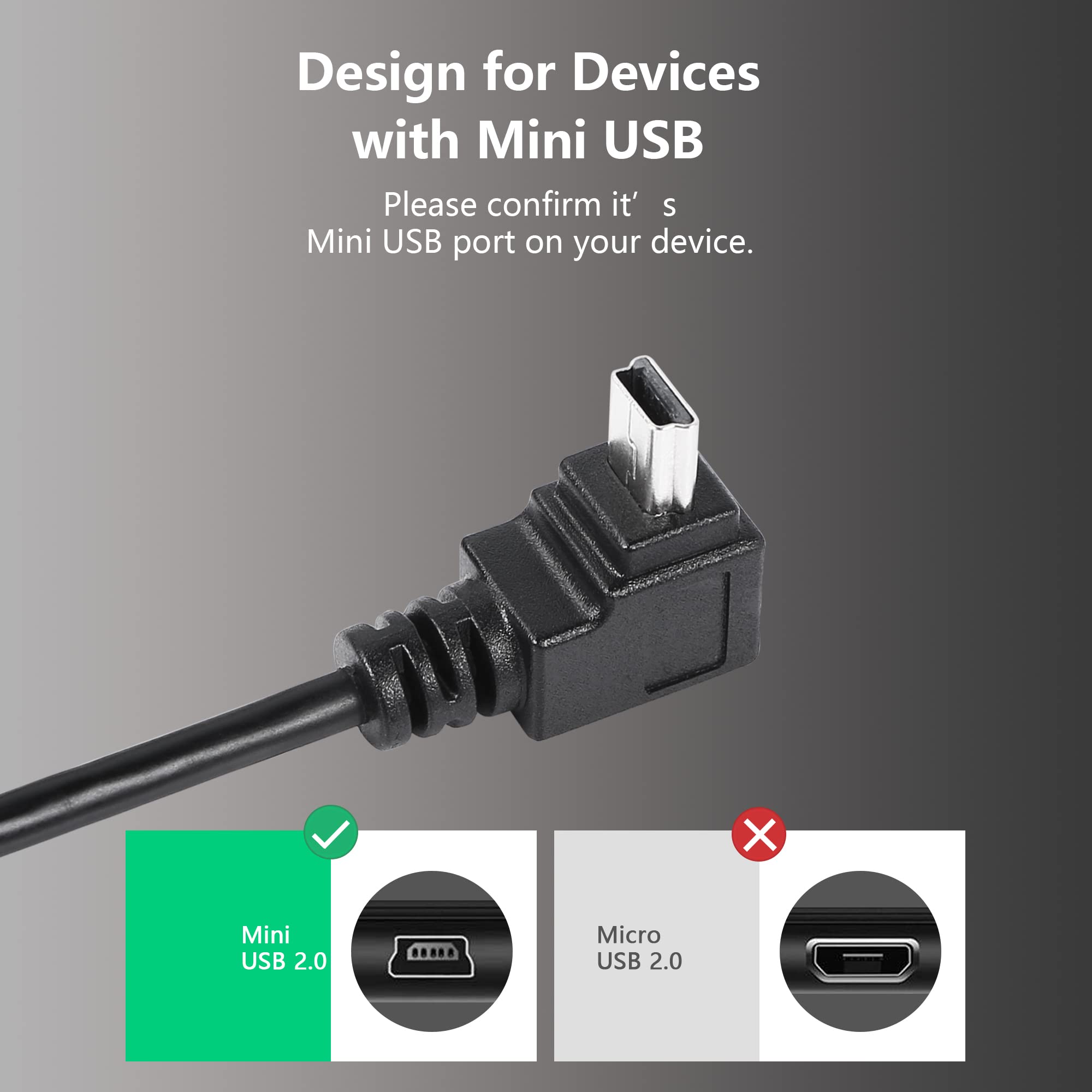 Amazon.com: CERRXIAN 9.8FT 90 Degree Mini USB Cable, Angle Mini