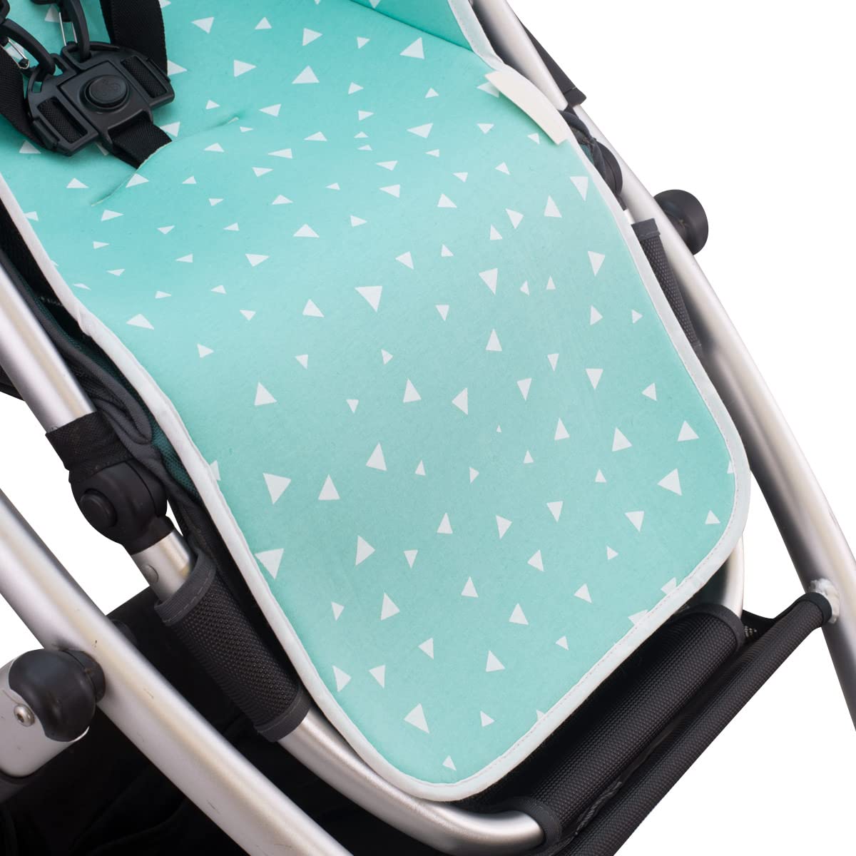 JYOKO KIDS Universal 100% cotton pram liner for stroller compatible with UPPABABY Vista and Cruz (Mint Sparkles) - Image 4