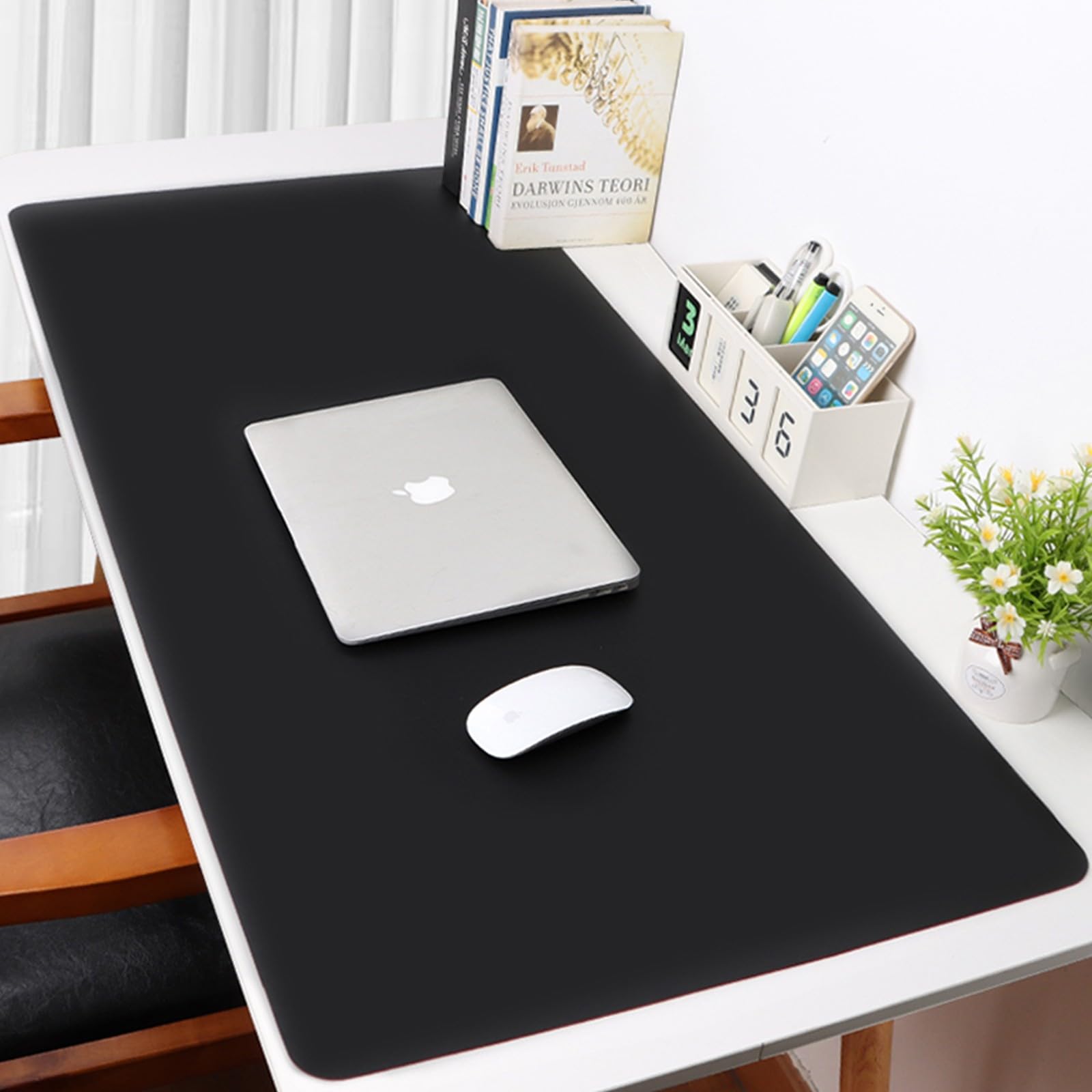 Tischunterlage, Schreibtischunterlage, Laptop Tischunterlage, Rutschfeste Wasserdicht Pu-Leder Tischunterlage Schreibtischschutz für Büro/Heimspiele.(Schwarz/Schwarz,80x170cm/31.5x66.93in)