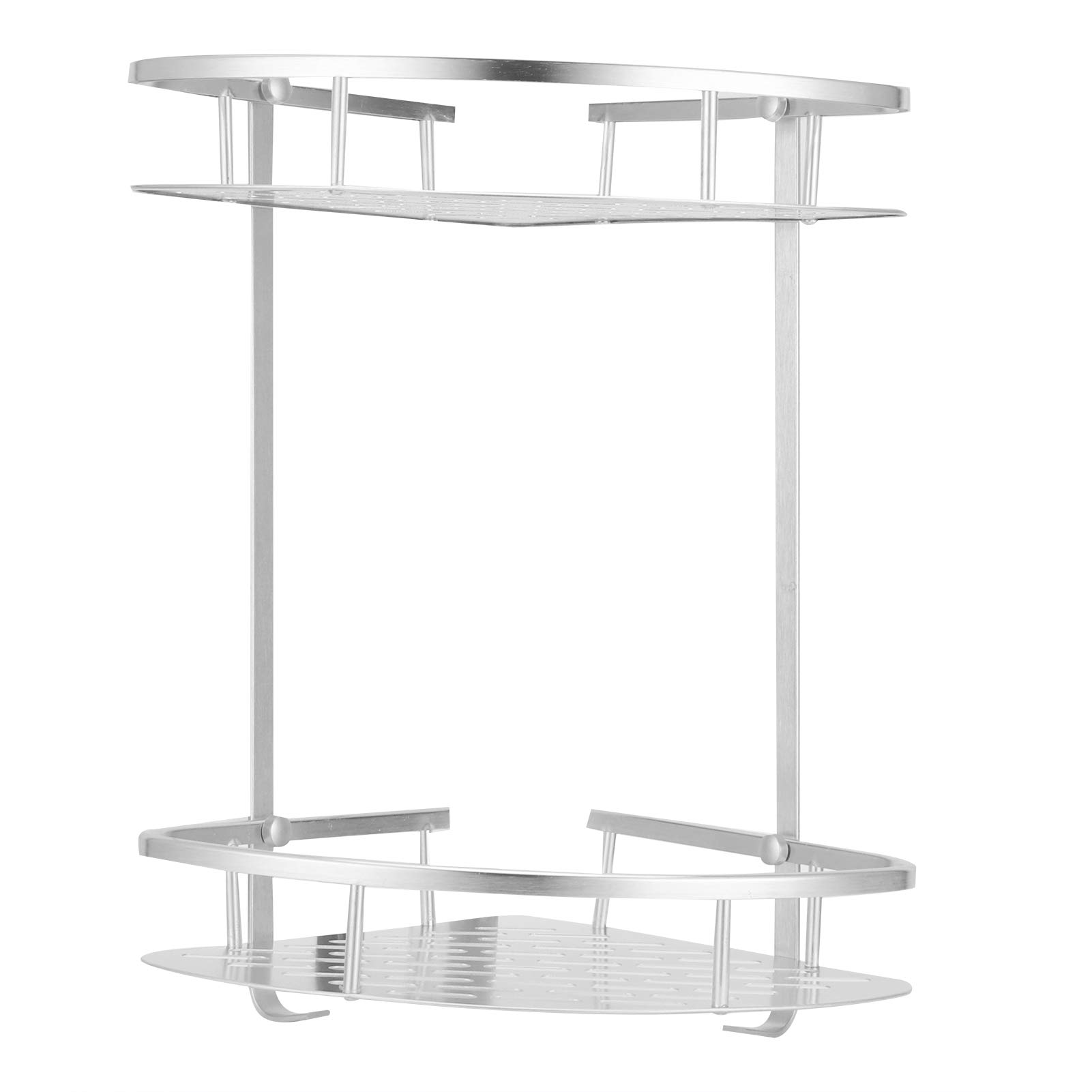 Cyrank Corner Shower Caddy 2 Tier Shower Corner Shelf Wall Mounted Aluminum Bathroom Shelves Shelf Organiser Triangular Shower
