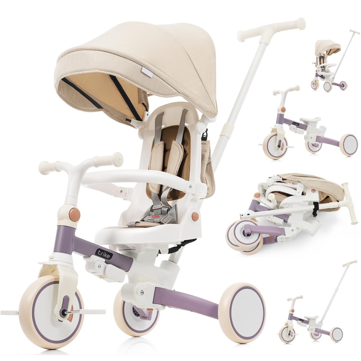 Amazon.co.jp: 子供用三輪車 折りたたみ 6ヶ月～5歳 かじとり 手押し棒