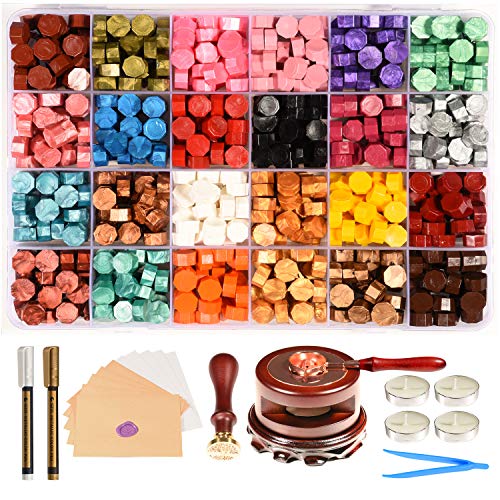 image for Triwol Wax Seal Stamp Set, 672pcs Wax Seal Beads 24 Colors, Wax Seal W