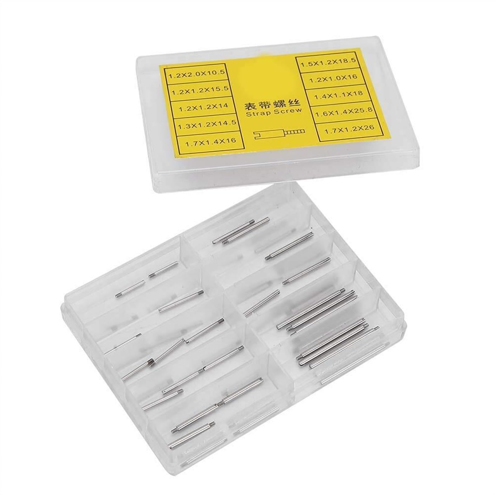 Kit de vis et goupilles pour Bracelets de Montre, 2 boîtes de Tailles variées avec boîte de Rangement, Accessoires pour Outils de réparation
