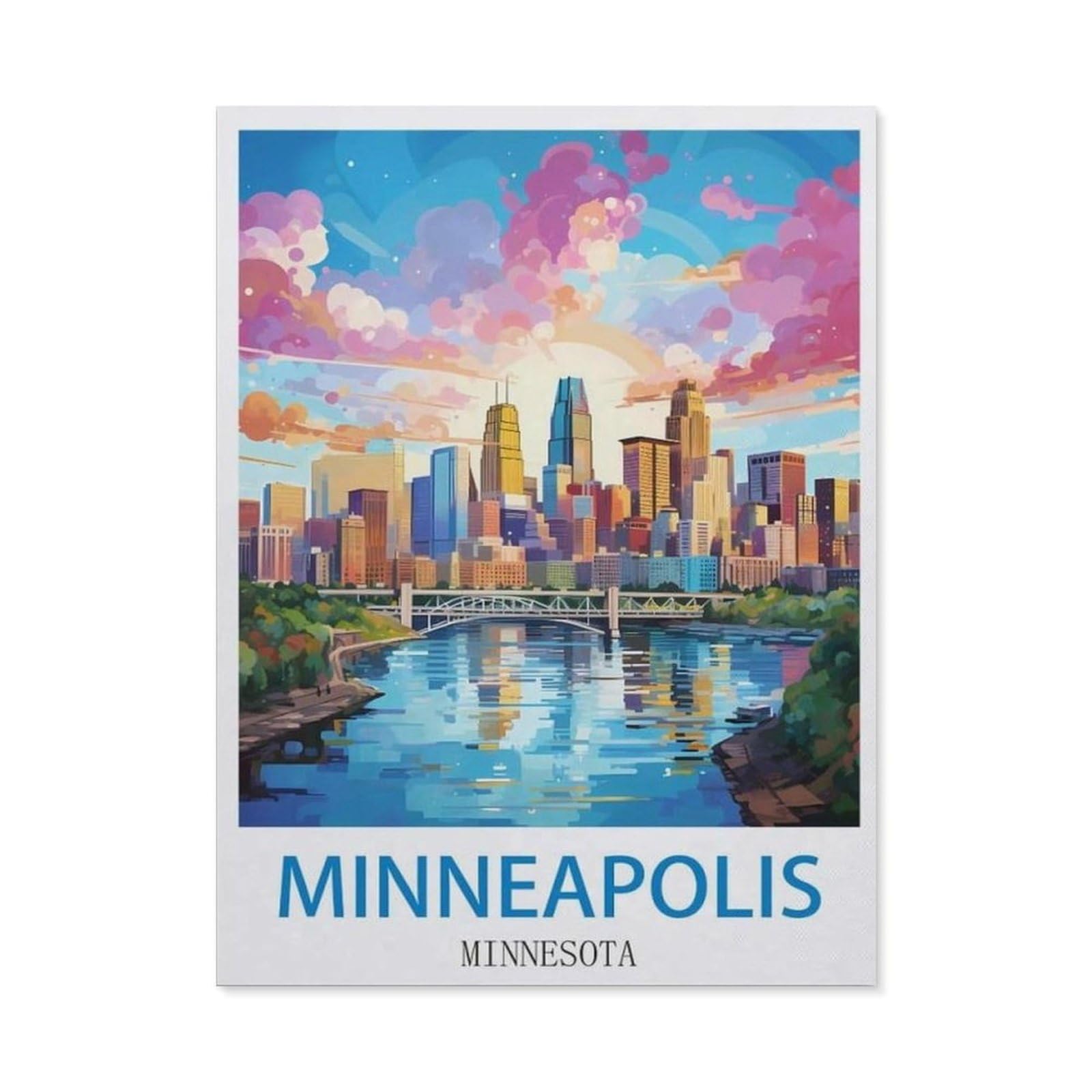 BEAYODKP Diamond Painting，Minneapolis Minnesota，Full Round Diamond Embroidery Kits Cross Stitch Crystal Rhinestone Pictures Arts Craft Home Wall Decoration（50 x 60 cm/19.68 x 23.62 inches）-CL52