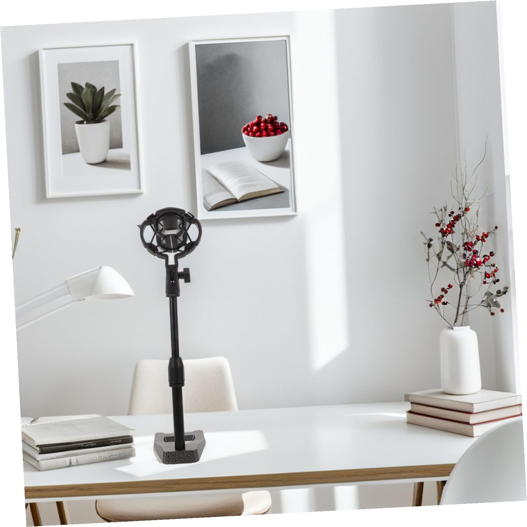 Verstellbarer Desktop Mikrofonständer mit Schwerer Basis und Vibrationsdämpfendem Shock Mount für Tisch für Gesang Interviews Studioaufnahme und Live Streaming