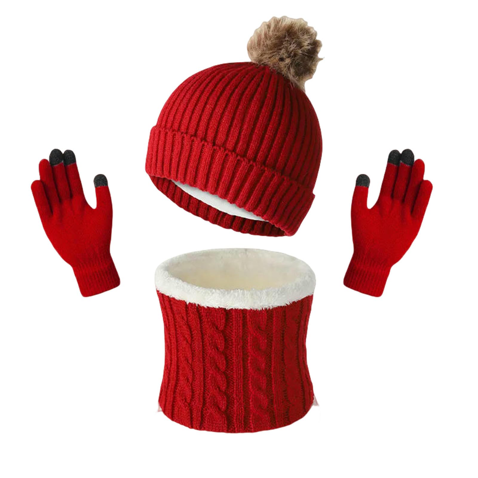 Mütze,Schal & Handschuh-Sets 3-teiliges Set Unisex Mode Winter Strickschal Mütze Handschuhe Zum Warmhalten Für Erwachsene Accessoires Männer Und Frauen Im Freien-c2
