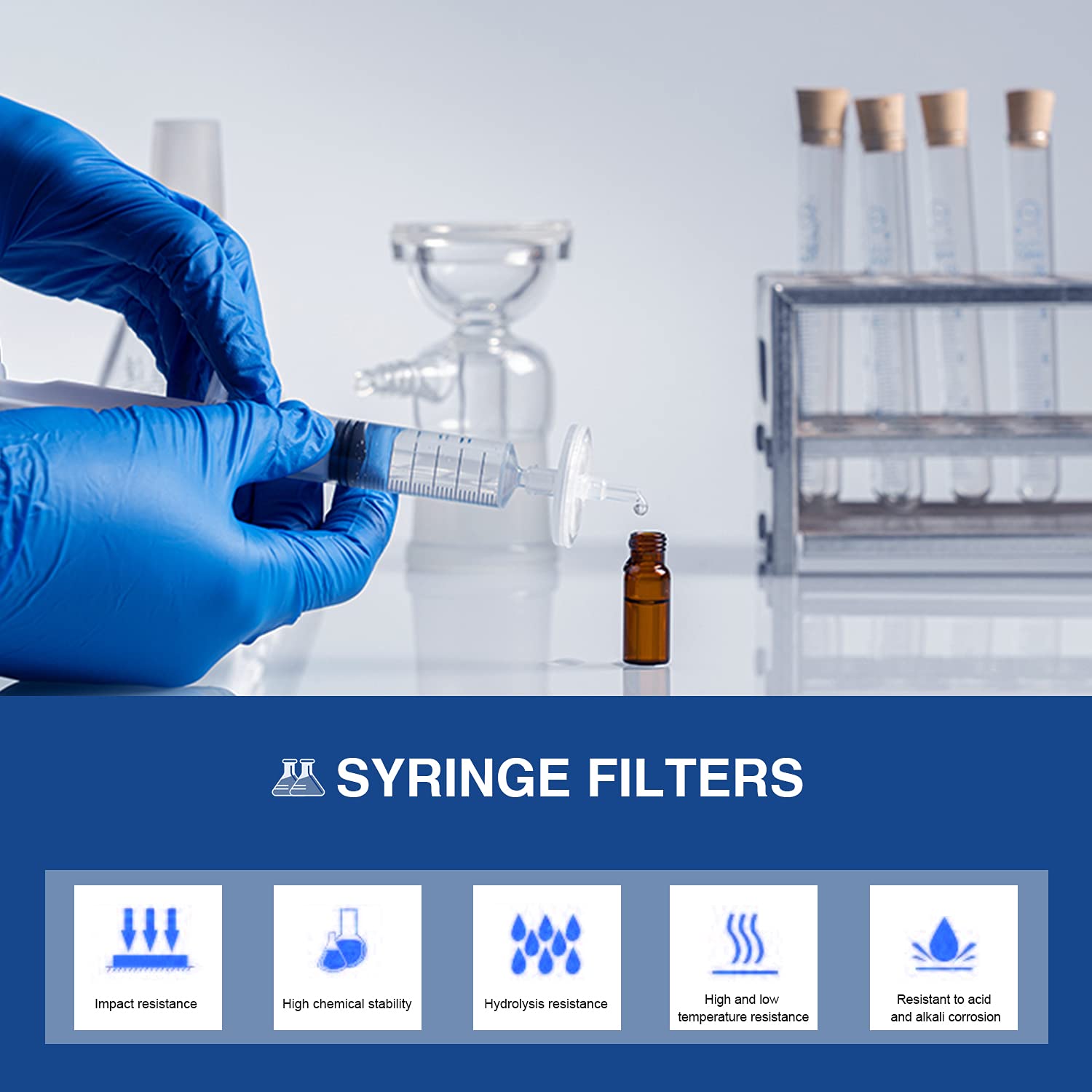 Biotechnology (MCE-13mm-0.22μm) Filtros de jeringa de diámetro (éster de celulosa) para filtración esterilizadora (100 unidades)