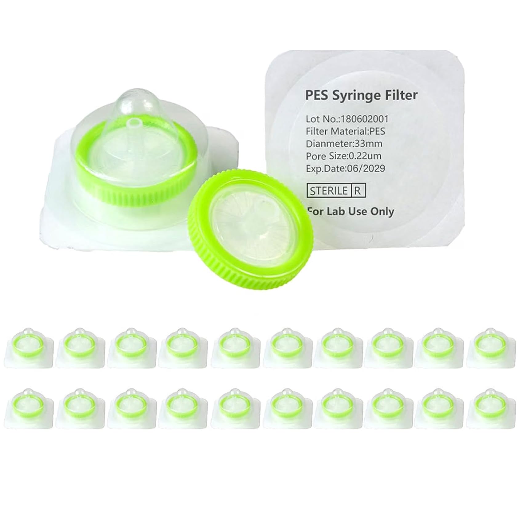 50 Pack 33mm Sterile PES Syringe Filter 0.22um, Individually Packed — Amazon image 5