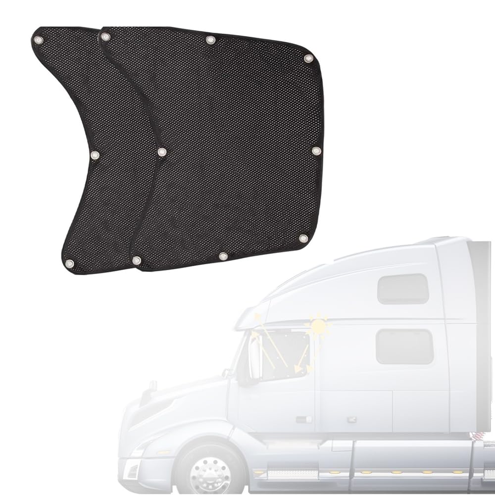 YIWENG Sun Shade 2pcs Truck Side Window Sun Shade Semi-Truck Heat and UV Blocker Window Sunshades 23.6x21.7in Easy to Install, Black
