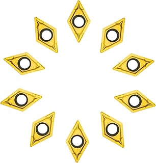 DCMT070204 DCMT21.51 Carbide Turning Inserts, DCMT Insert Mutilayer Coated Lathe Replacement Inserts for Lathe Turning Tool Holder Boring Bar, 10 Pieces