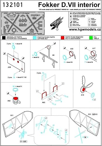 Miniatura 6 de 132112 1/32 Fokker D VII Super Detalle Set para alas de Wingnut