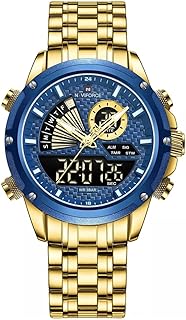 Naviforce Original NF9205-G-BE Wrist Watch For Men For Dream NF9205 With Blue Dial Metal Belt with Gold Color