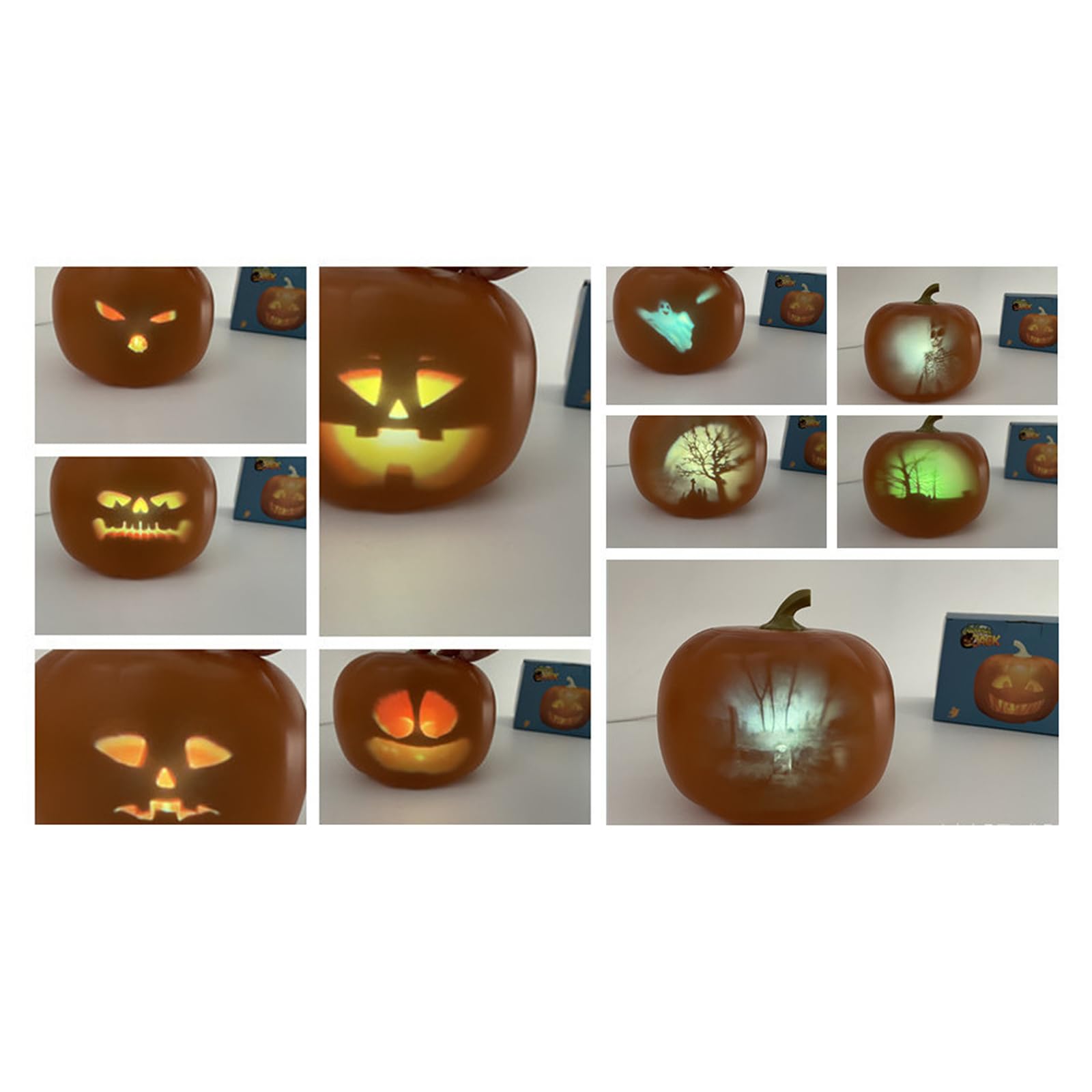 Demiawaking Sprechende und Singende Kürbis, Animierter Kürbis mit eingebaut Projektor-Lautsprecher, LED Nachttischlampe, Halloween Deko, Halloween Kürbis mit Sound (A)