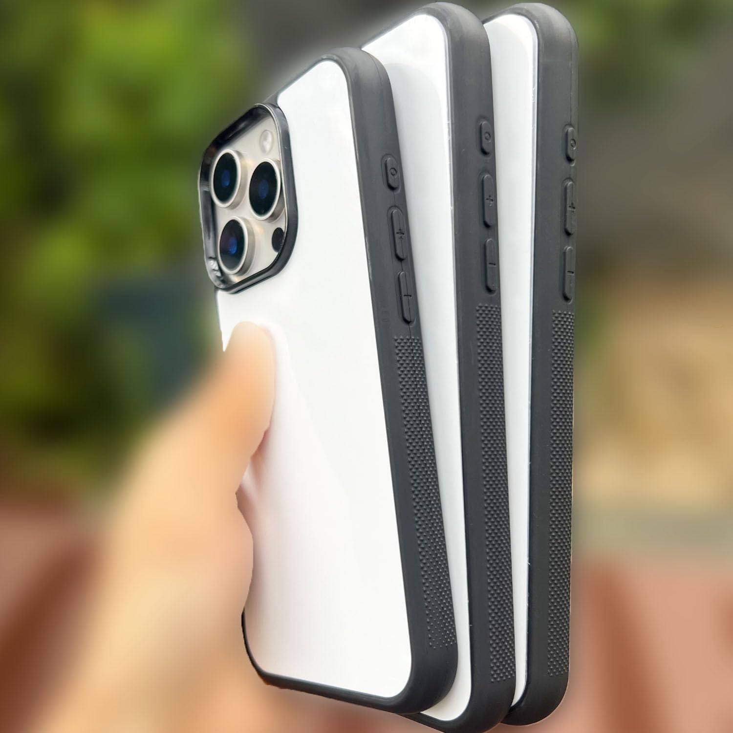 JUSTRY 10 x Sublimationsdruck-Blanko-Handyhüllen, bedruckbar, entworfen für iPhone 16 Pro Max, 17,5 cm (6,9 Zoll), weiche Gummi-Hülle + Aluminiumeinsatz, individuell bedruckbar, rutschfest, stoßfest,