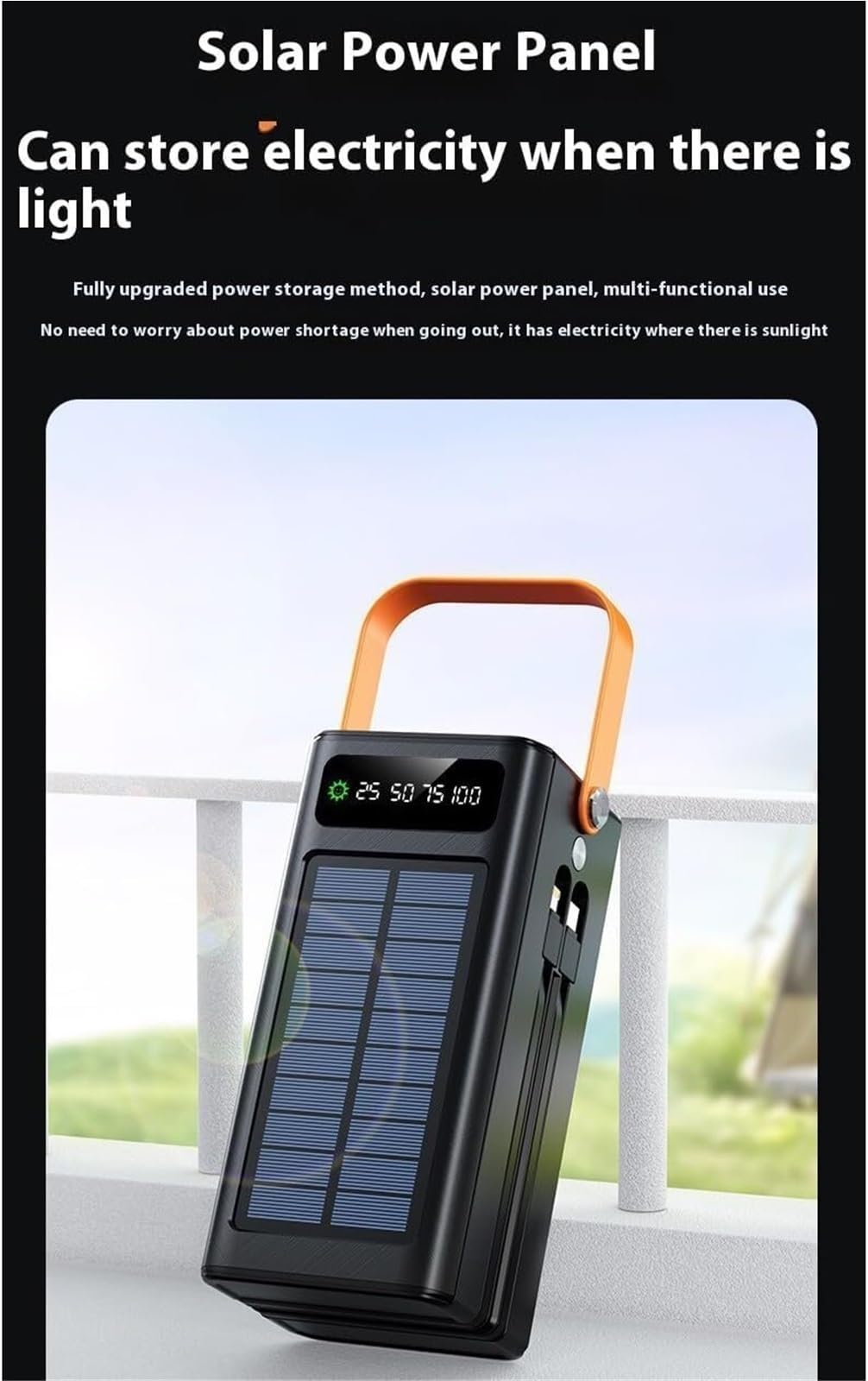 Power Bank Portátil 100000 MAh 120W PD 20W Powerbank Batería Cargador Gran Capacidad 5 Salidas 2 Entradas Energía Solar con Cables Dobles De Carga Rápida For Acampar