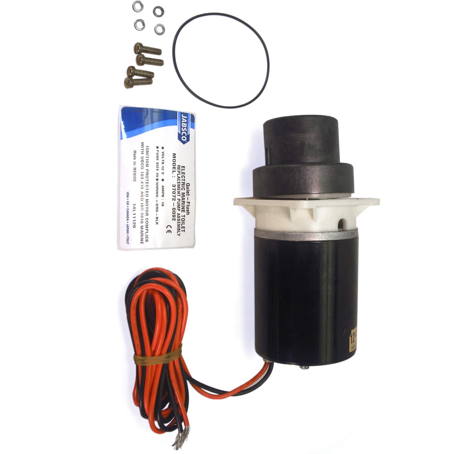 370720092 Zerkleinerer Pumpenmotor Set 37072-0092 Kompatibel mit Jabsco Designer und Quiet Flush Marine WC 37255 37075 37275 37055 37045 37245