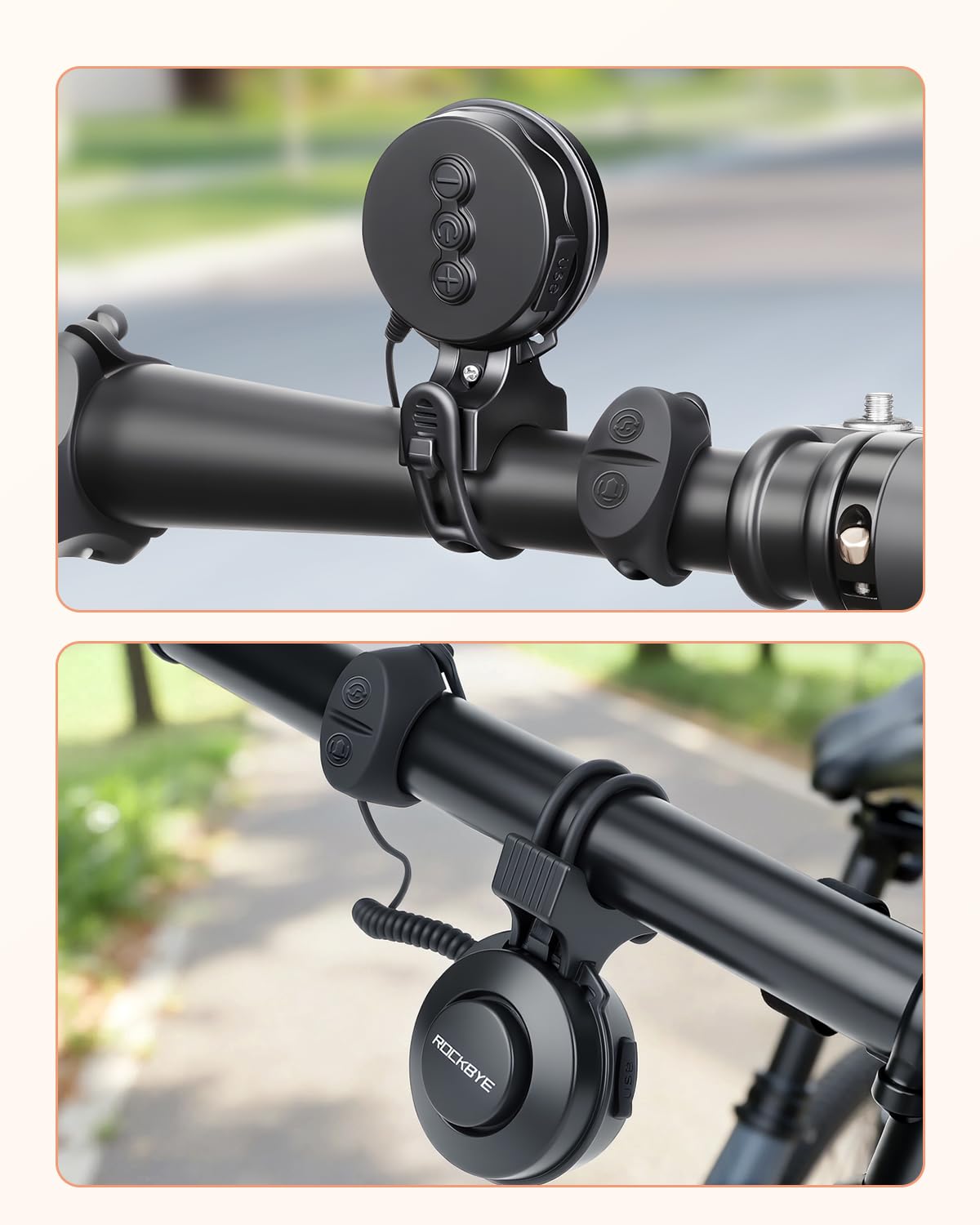 Bocina de bicicleta de 120 dB, 4 modos de sonido y volumen ajustable
