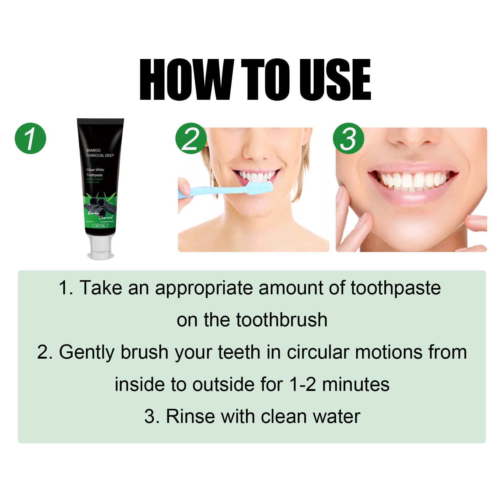 Dentifricio Sbiancante Al Carbone Di Bambù Kicklo, Dentifricio Al Carbone Di Bambù Per La Pulizia Profonda, Schiuma Dentale, Sbiancamento Dei Denti E Rinfresco Alito (7pcs)