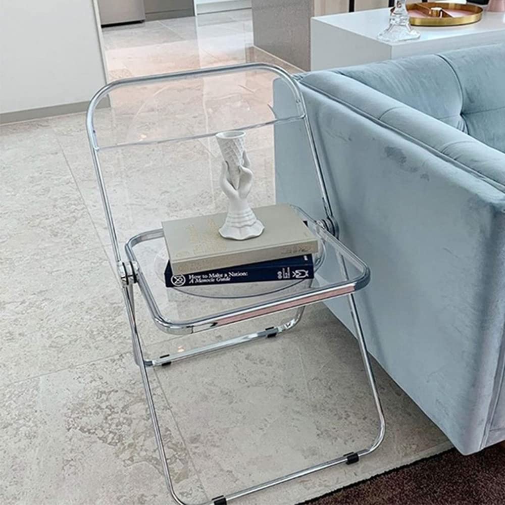 OHMG Chaise Pliante Moderne en Acrylique Transparent,Chaise Pliante empilable en Cristal,Siège de Salon en Plastique PC,Empilable Cadre chromé et Chaise Pliable,pour Banquet Conférence Fête