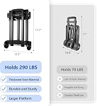 KEDSUM Folding Hand Truck, 290 lbs Heavy Duty Dolly Cart for Moving, Solid Construction Utility Cart Compact and Lightweight for Luggage, Personal, Travel, Auto, Moving and Office Use