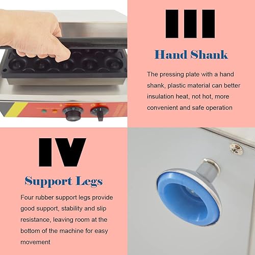 Miniatura 7 de INTBUYING 15 piezas Mini Dount Maker Máquina eléctrica comercial de gofres Donut Machine 32.0 F-572.0 F 1750W Calefacción de doble cara