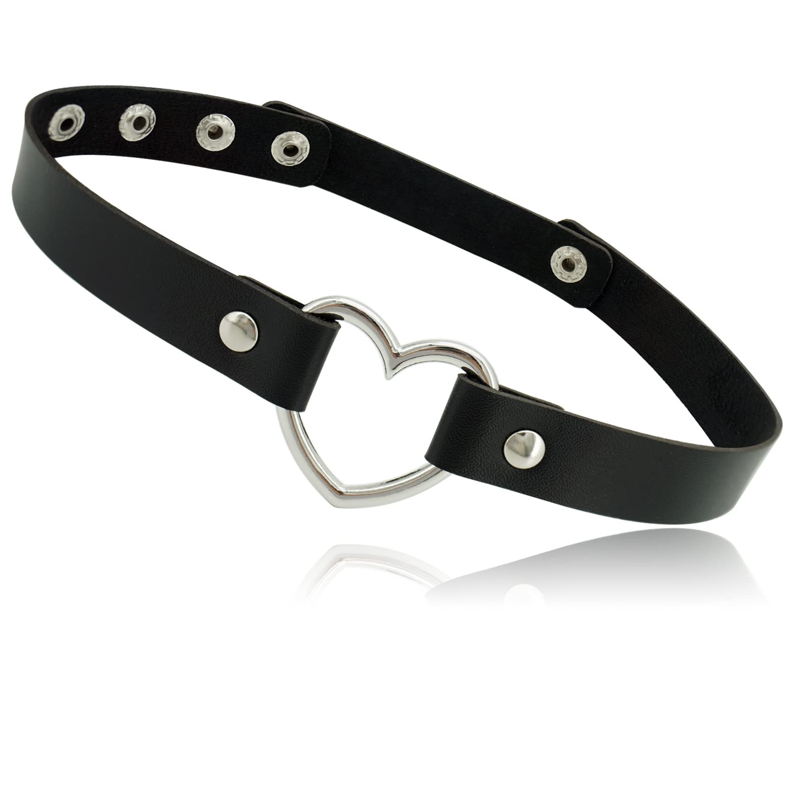 ETHOON Love Heart Adjustable Leather Choker Punk PU Necklace Goth
