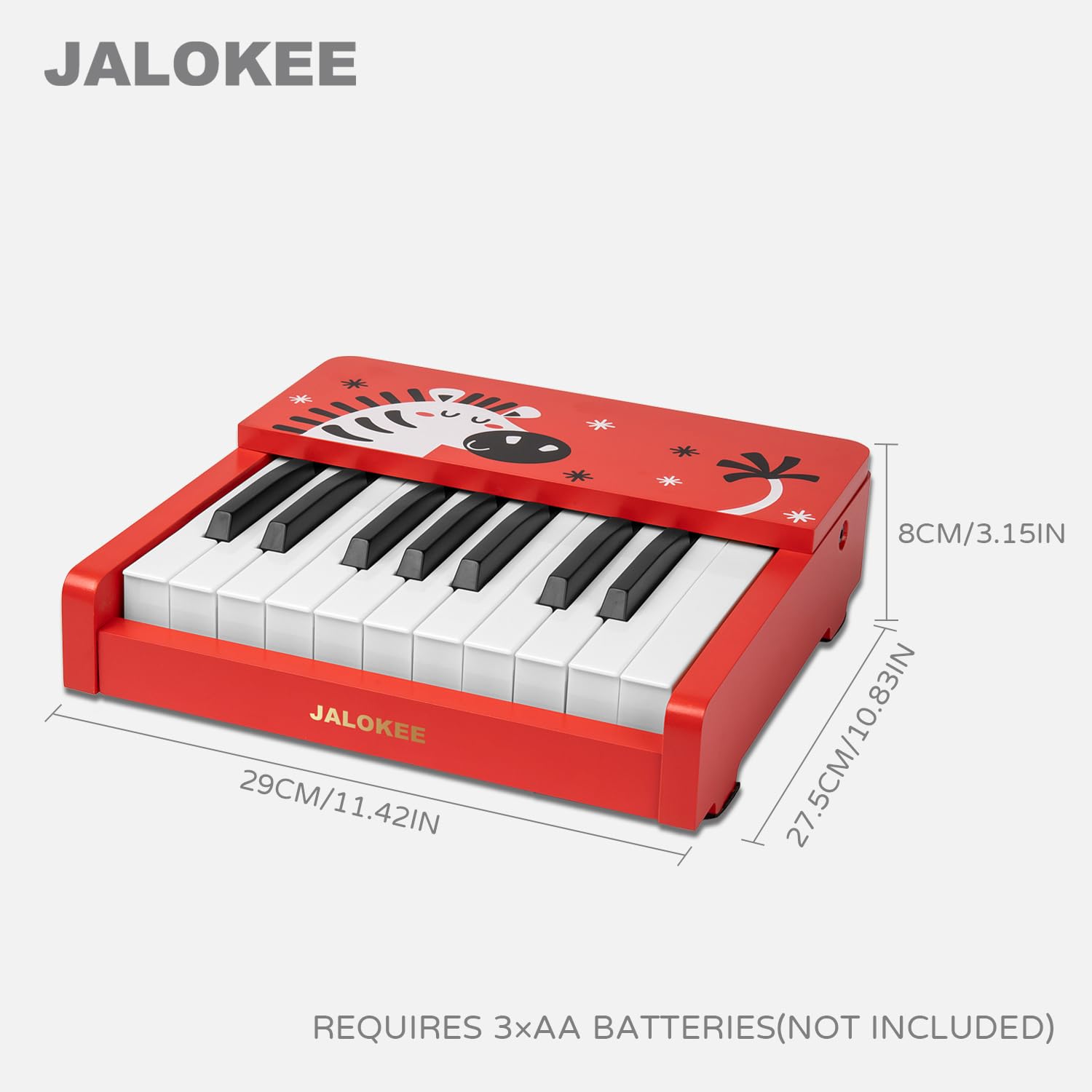Teclado de piano para niños, 18 teclas piano digital, mini instrumento educativo de música, juguete de madera para bebés, niñas y niños (Rojo)