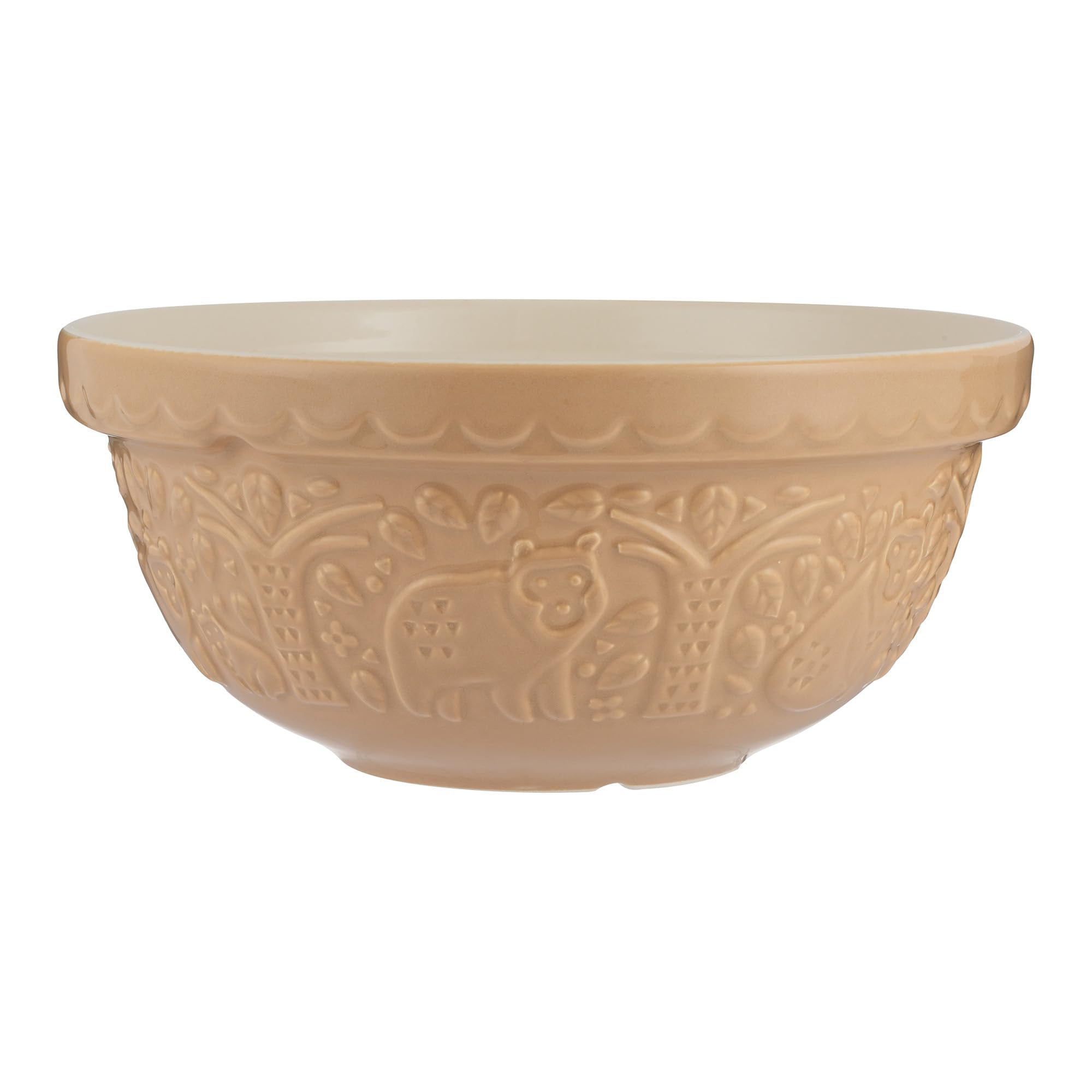 Mason Cash in The Forest Bear Mixing Bowl 2 Litre | 24cm Cane S24 Stoneware Bowl for Bread, Cake, Cookie, Pastry & Pudding Mixes, Embossed Woodland Design