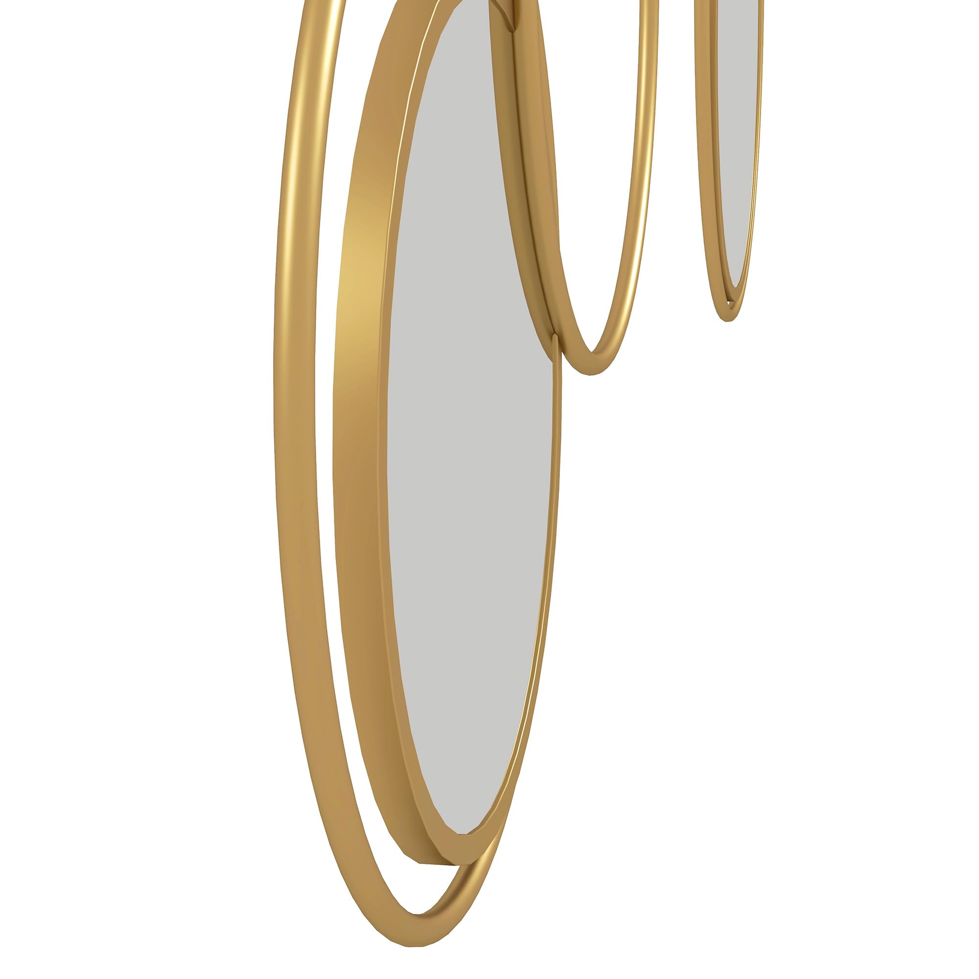 HOMCOM Espejo Decorativo de Pared de Metal 3D Adorno de Pared Metálico con 4 Espejos Redondos para Salón Dormitorio Pasillo 110x68 cm Dorado