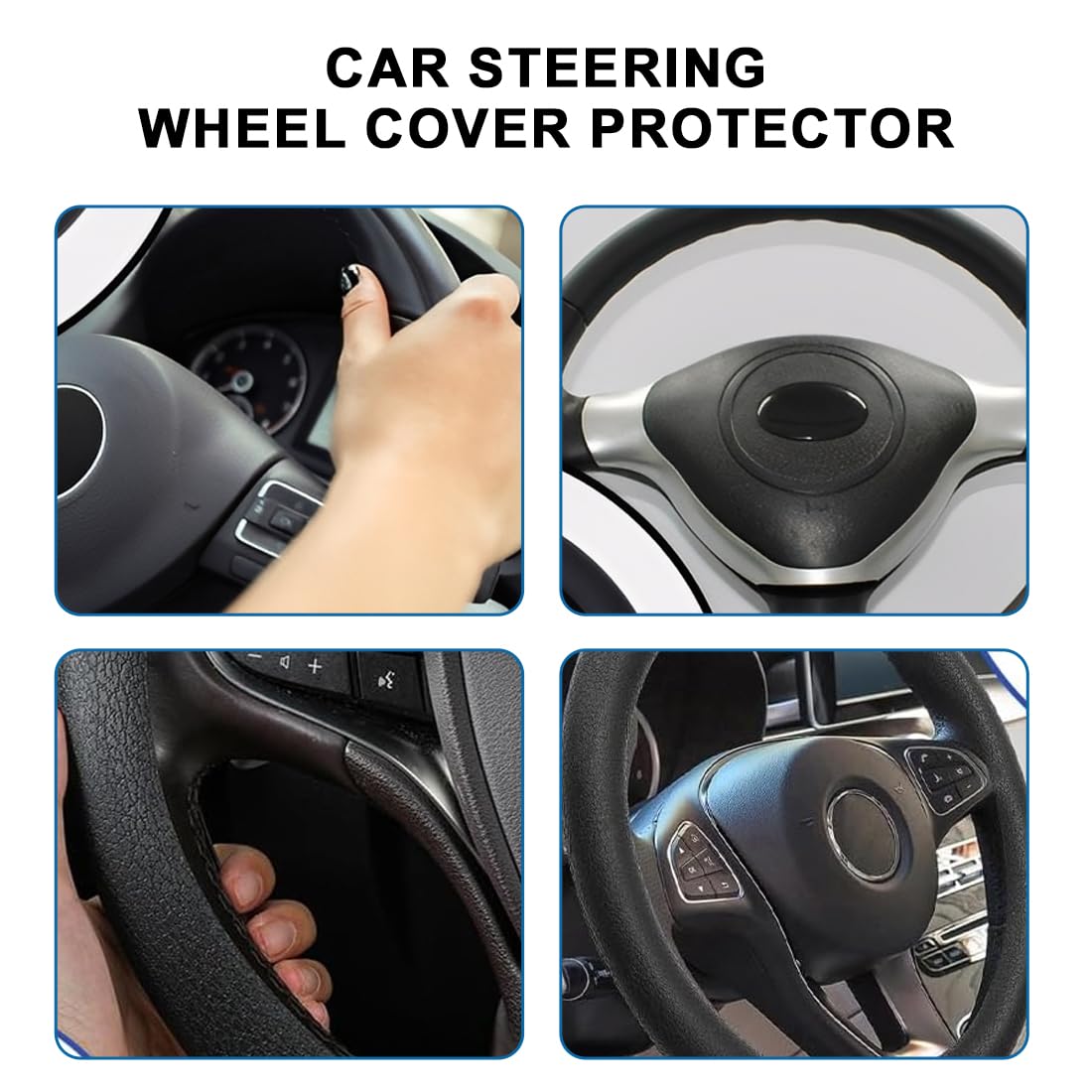 EIHI Silicone Nero Copri Volante Coprivolante Auto Universale - Accessori Auto Interno- Copertura Copri Sterzo Macchina Essenziali da 34 a 40cm Adatto
