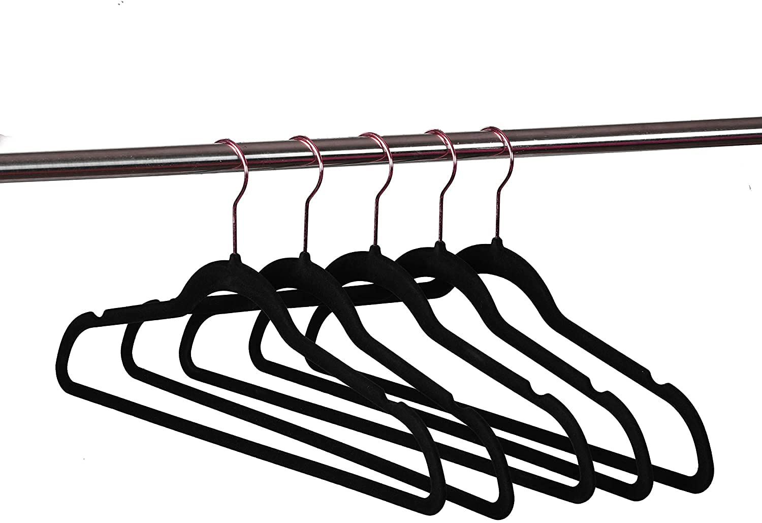 STAR WORK - Velvet Hangers Non-Slip Premium Suit Hangers Ultra Thin Space Saving 360 Degree Swivel Hook Clothes Hangers for Suits,Coats,Jackets,Pants,Dress (Black, Pack of 20) 2