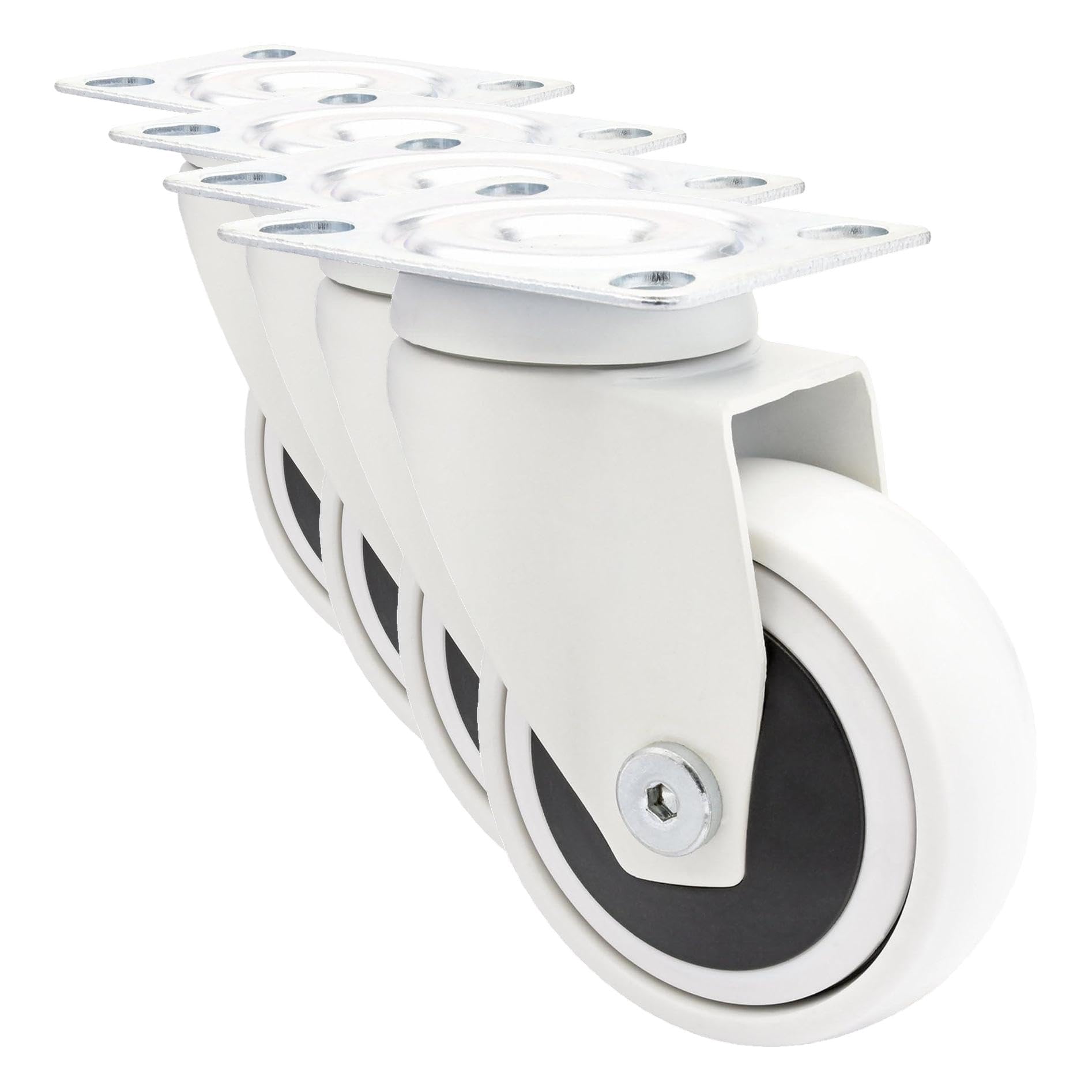 WAGNER Design - 3C - Lenkrolle/Apparaterolle/Transportrolle/Möbelrolle - weiß, Softlauffläche, Durchmesser Ø 75 mm, Kugellager, Tragkraft 75 kg - 01227601 (Packung mit 4)